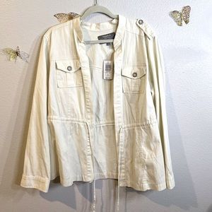 NWT Torrid Lightweight Summer Jacket Cream Cinch Tie Sz 1X